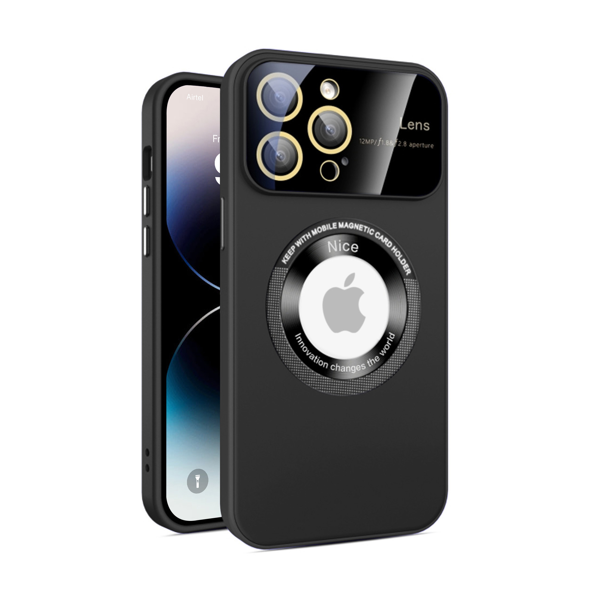 Vaku ® Apple iPhone 14 Pro Max Polarized Magnetic Magpro Camera Lens  Protector Logo Hole Back Cover