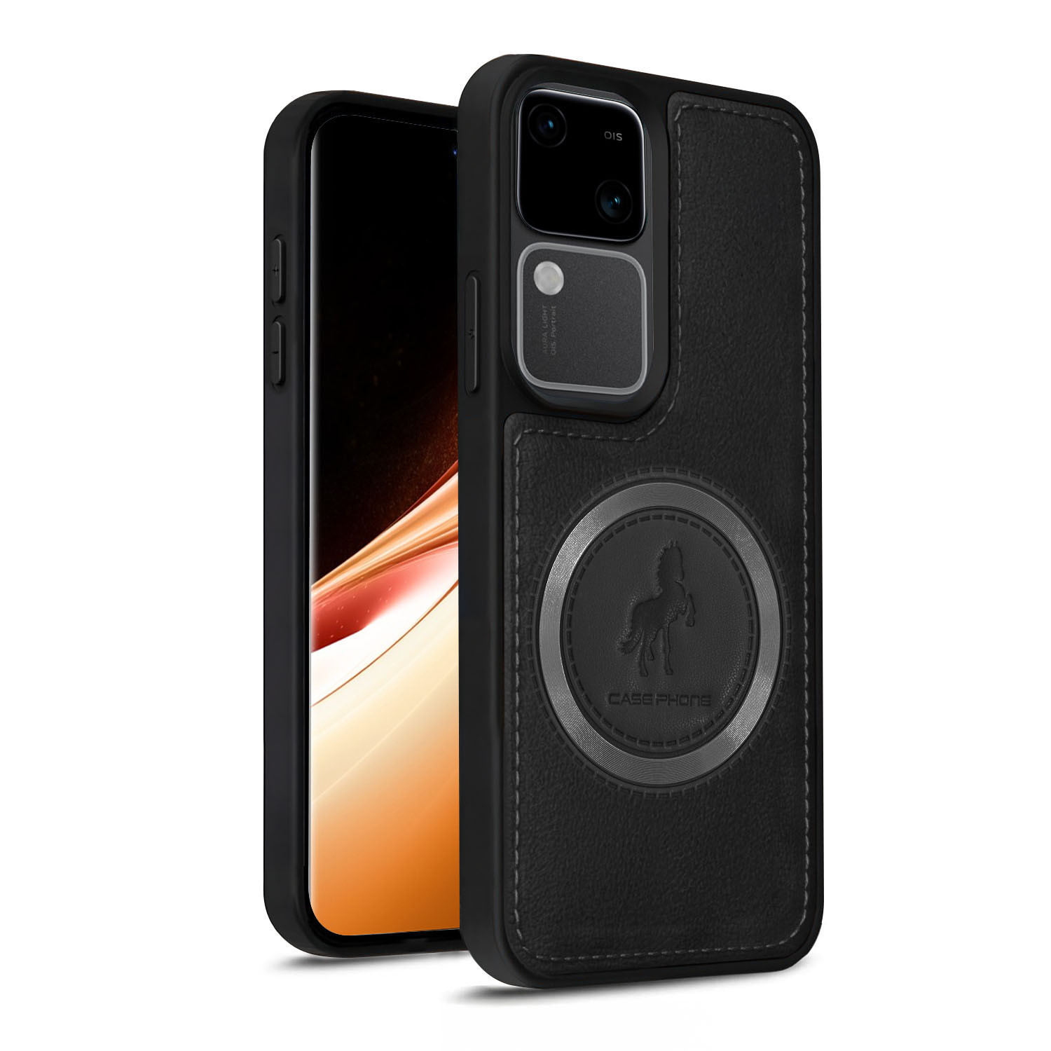 Vaku ® Vivo V30 5G Astrid Luxury PU Leather Electroplated Magnetic Magsafe  Shockproof Bumper Protective Back Cover