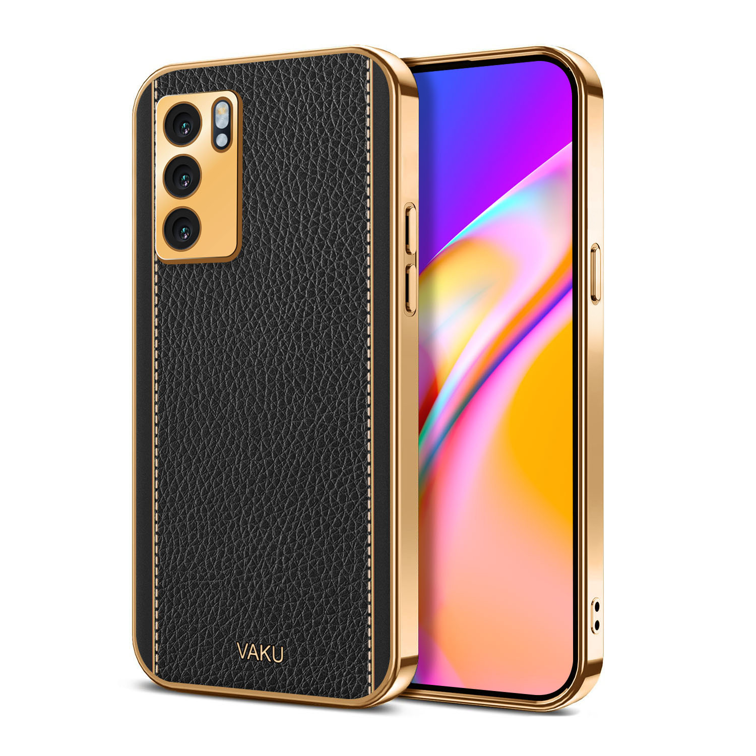 Custodia In Pelle Per Oppo Reno6 5G, Cover Paraurti In TPU E PC, Bordo Morbido, Retro In Finta Pelle Marrone, Protezione Militare