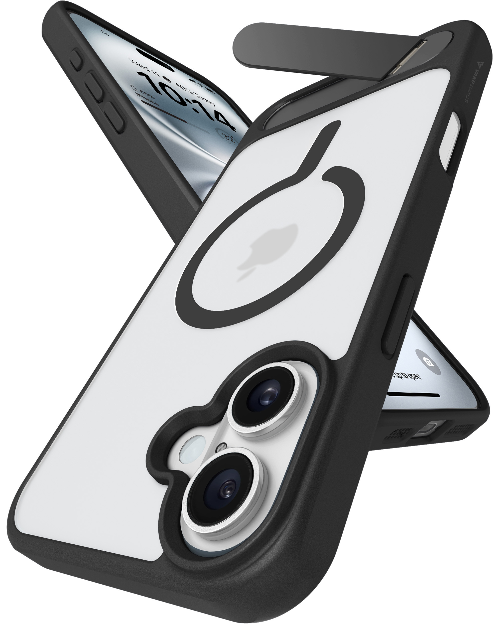 Vaku Luxos ® Apple iPhone 16 Plus Zennix Certified Mag-Safe Scratch  Resistant Camera Screen Protector Case with Stand Holder Shockproof  Protective