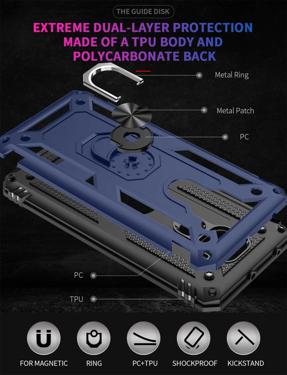 Vaku ® Xiaomi Redmi Note Hawk Ring Shock Proof Cover with