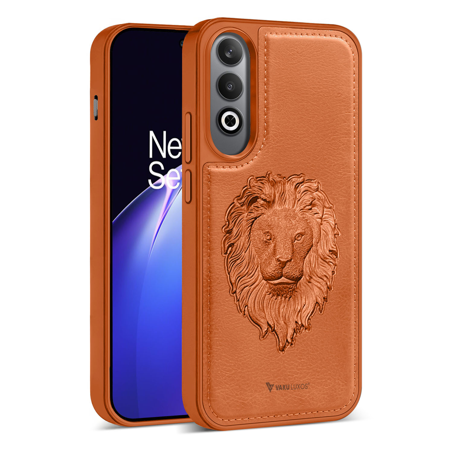 Vaku ® OnePlus Nord CE4 Lion Embossed Luxury Designer Leather Protective  Back Cover Case