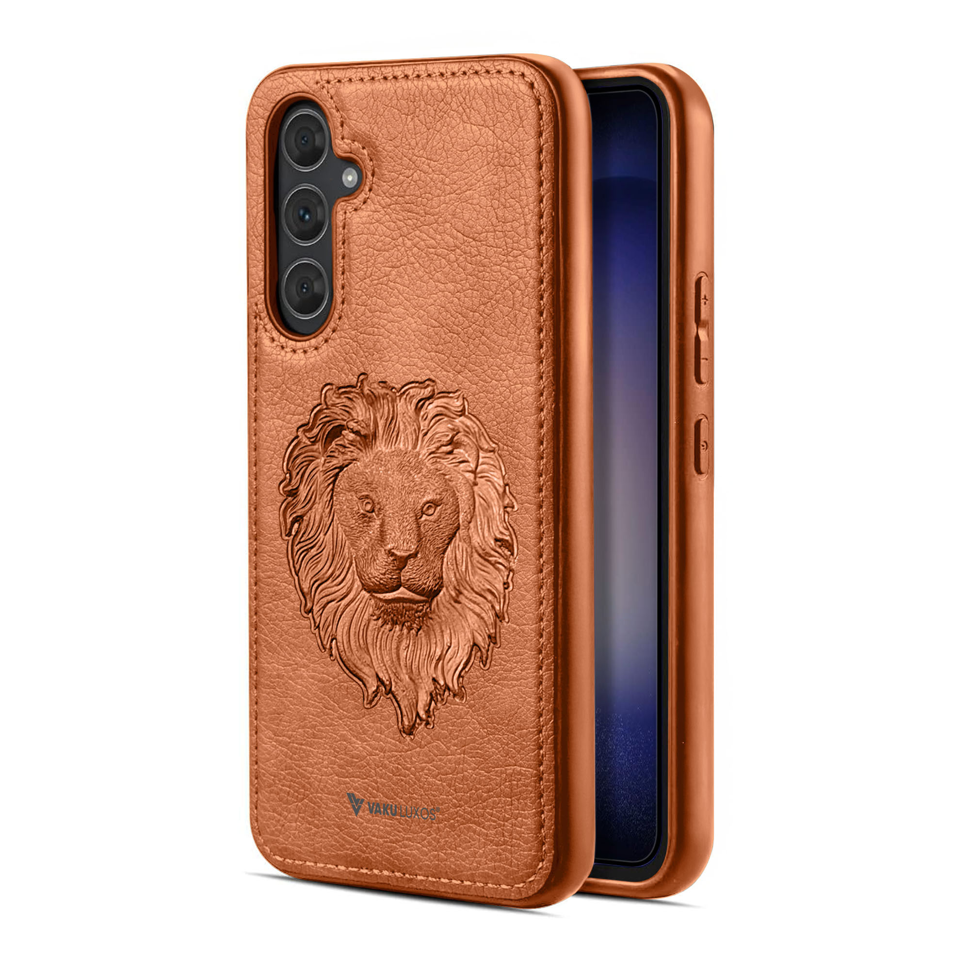 Vaku ® Samsung Galaxy A15 5G Lion Embossed Luxury Designer Leather