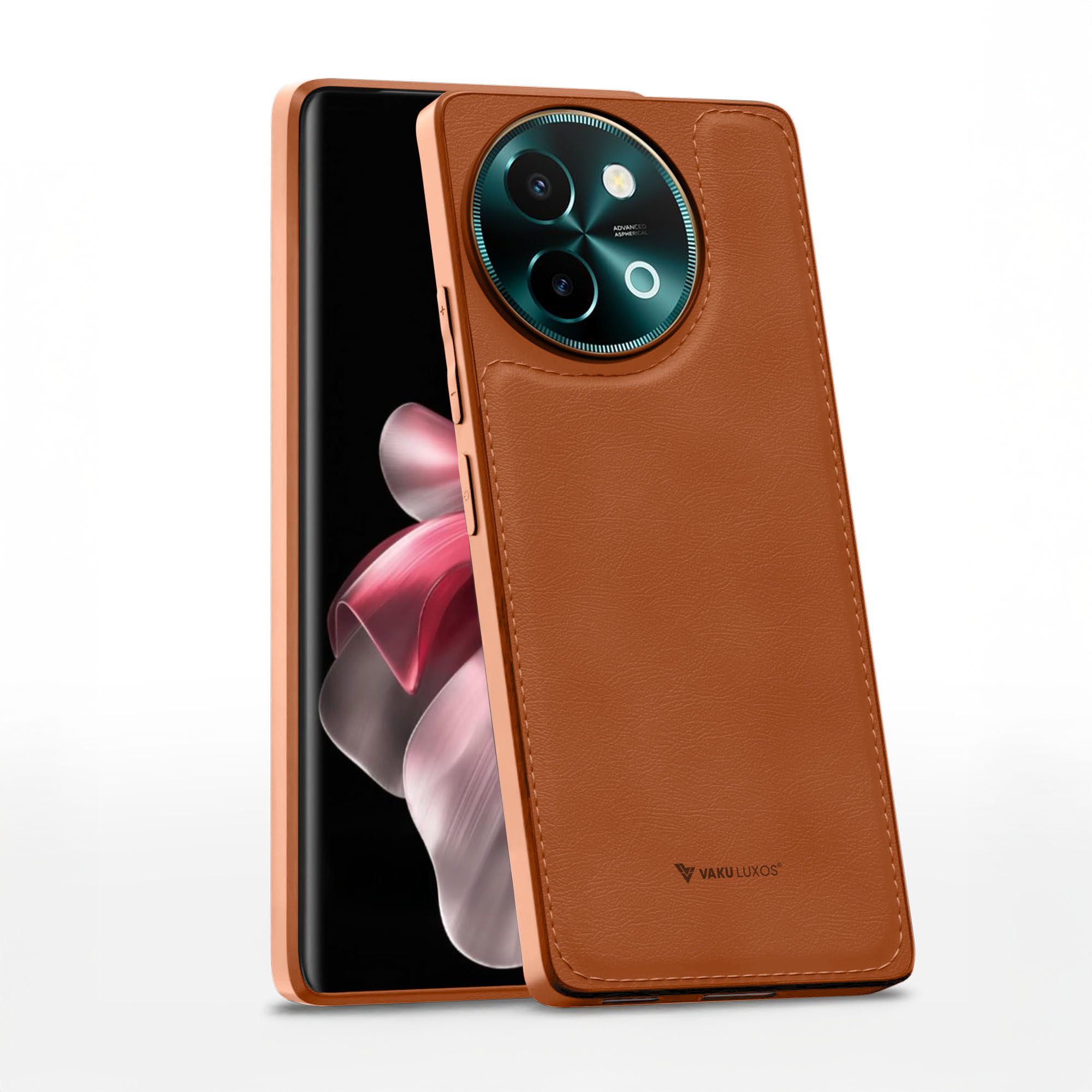 Vaku ® Vivo Y58 5G Luxe Premium Leather Stitched Non-Slip Grip - Technical View