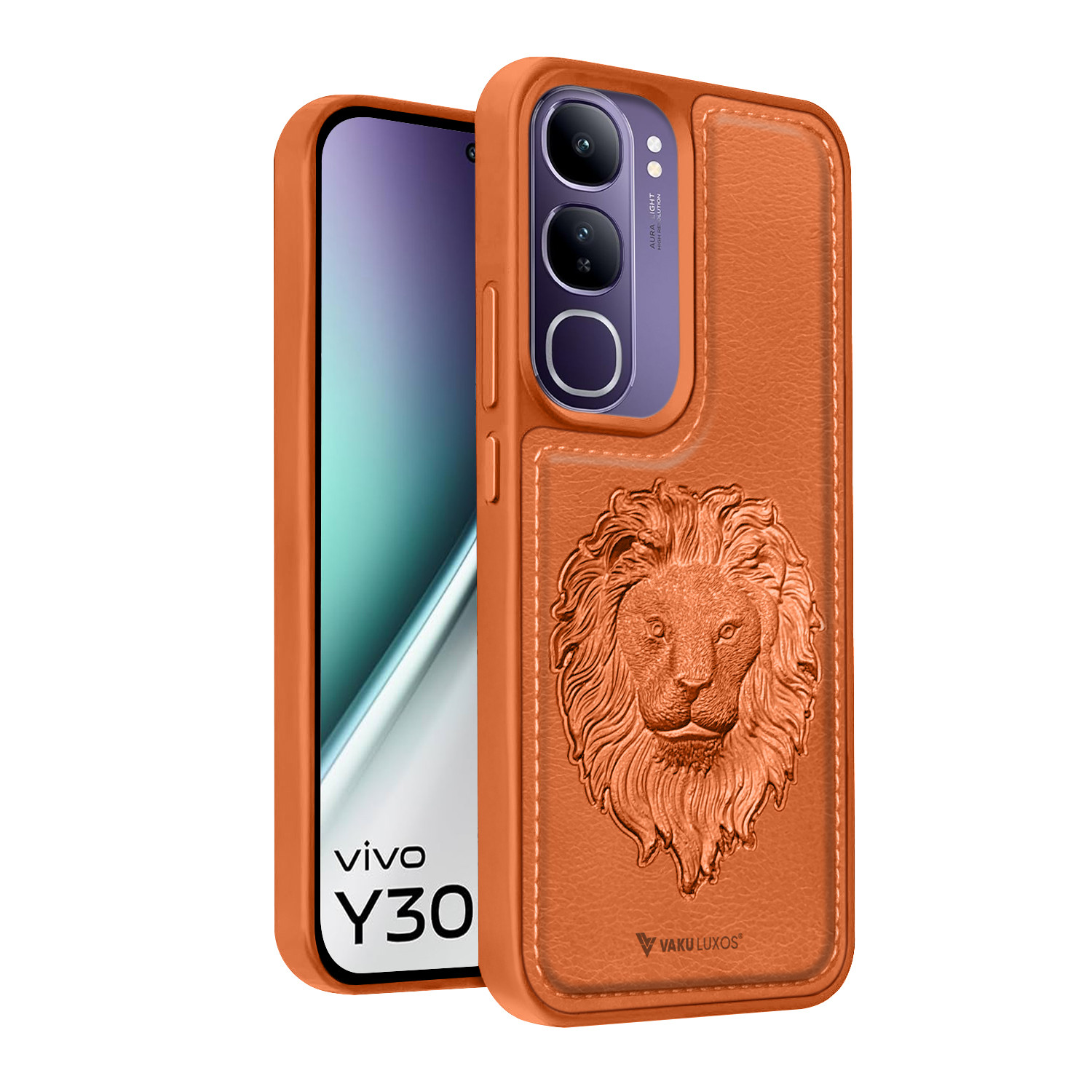 Vaku ® Vivo Y300 5G Lion Embossed Luxury Designer Leather