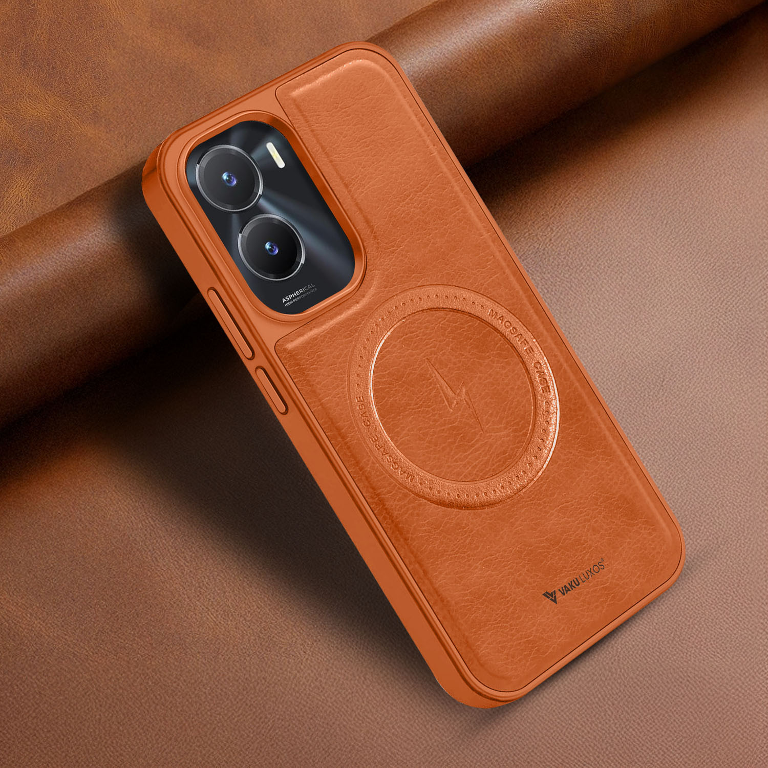 Vaku ® Vivo T2x 5G Maxtron Leather Stitched Magnetic Magsafe Non