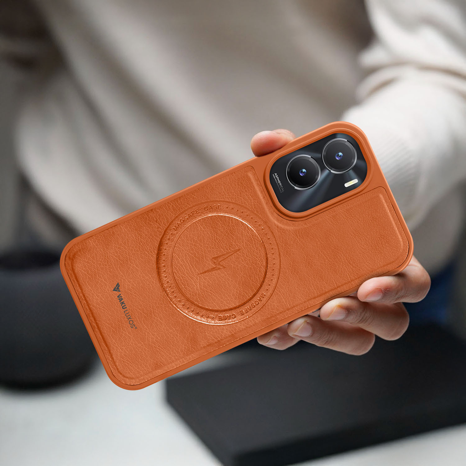 Vaku ® Vivo T2x 5G Maxtron Leather Stitched Magnetic Magsafe Non