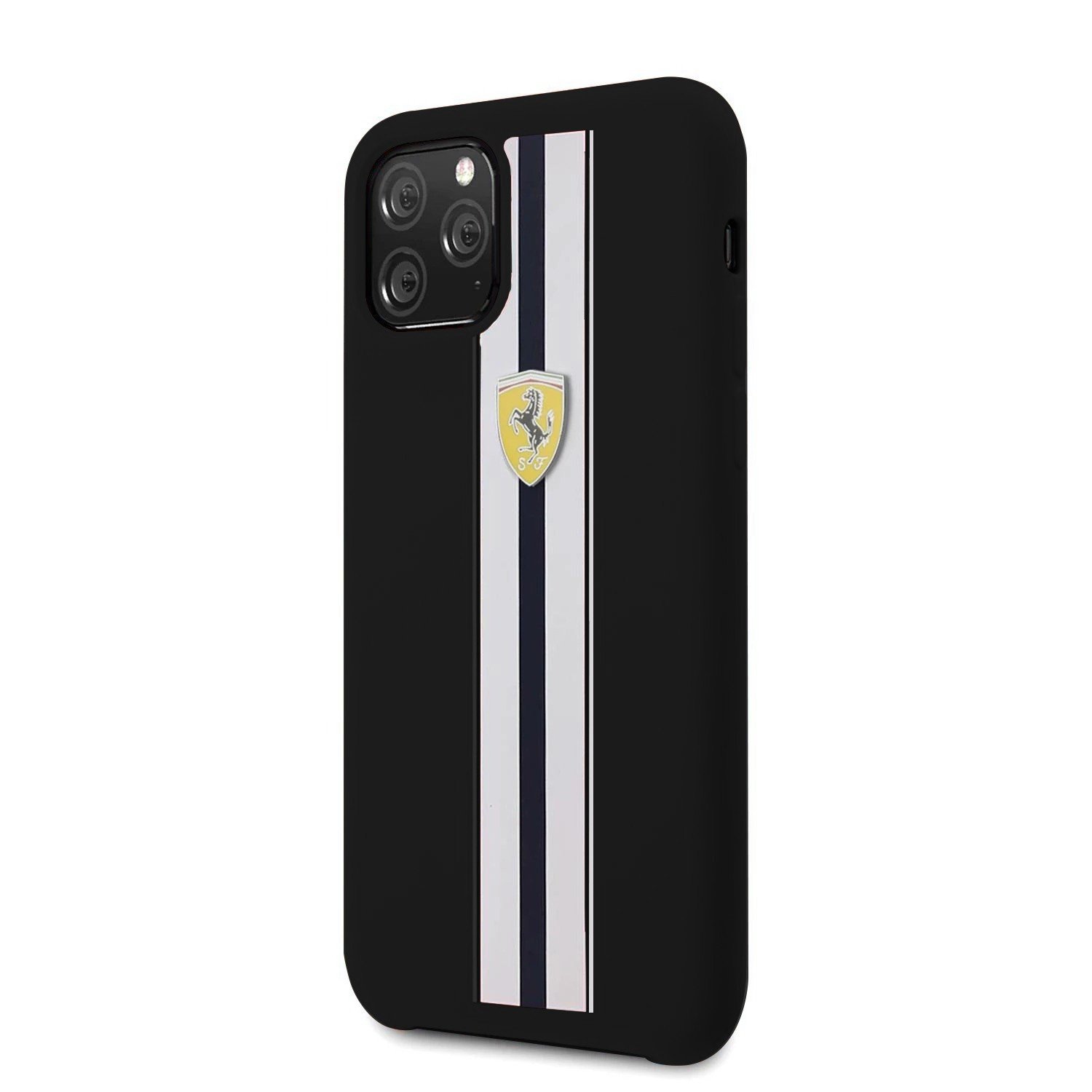 Ferrari ® For Apple iPhone 11 Pro Max White Stripe Liquid Silicon
