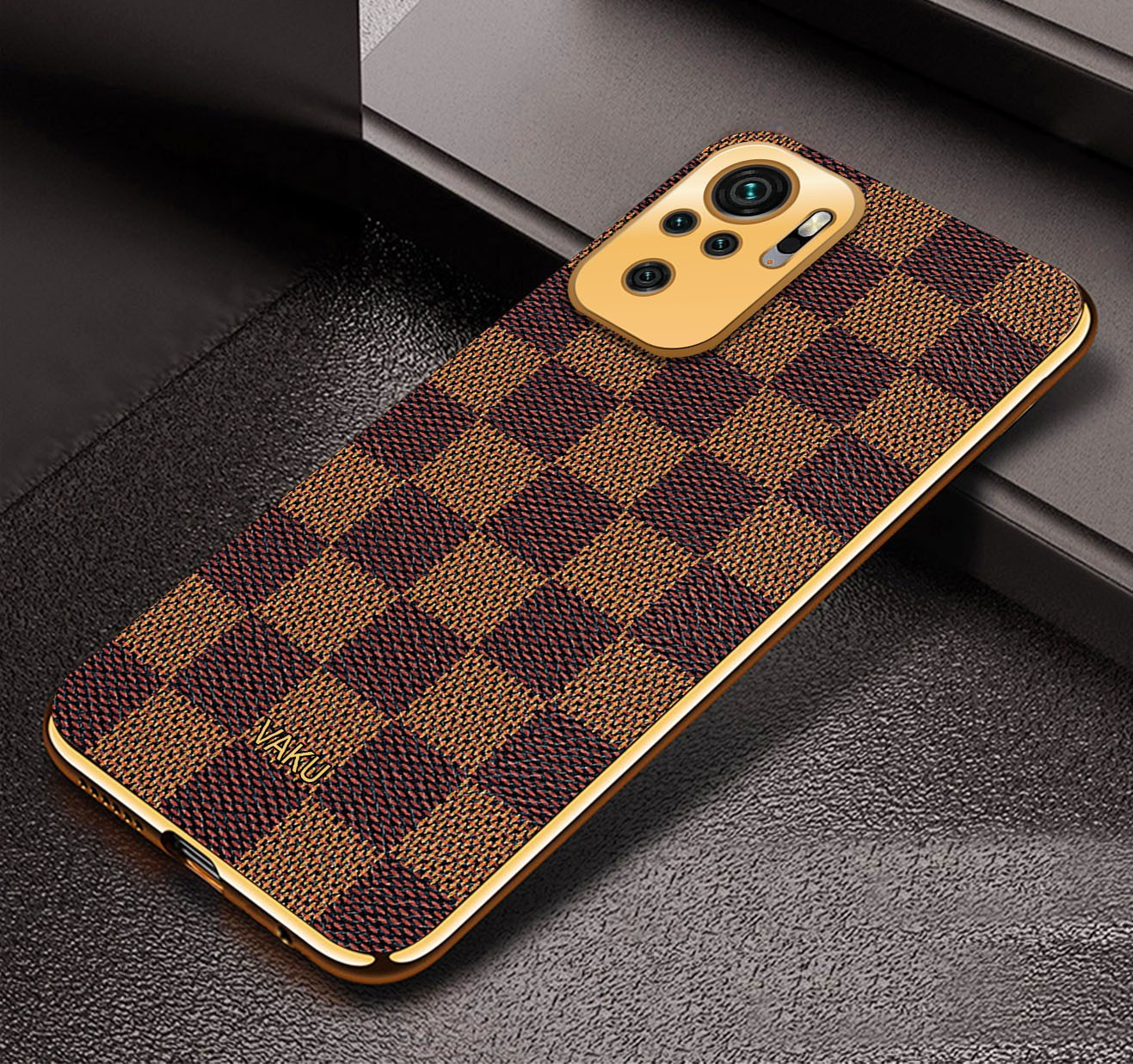 Vaku ® Redmi Note 10 Pro Max Cheron Series Leather Stitched Gold  Electroplated Soft TPU Back Cover - Redmi Note 10 Pro Max - Xiaomi - Mobile  / Tablet - Screen Guards India