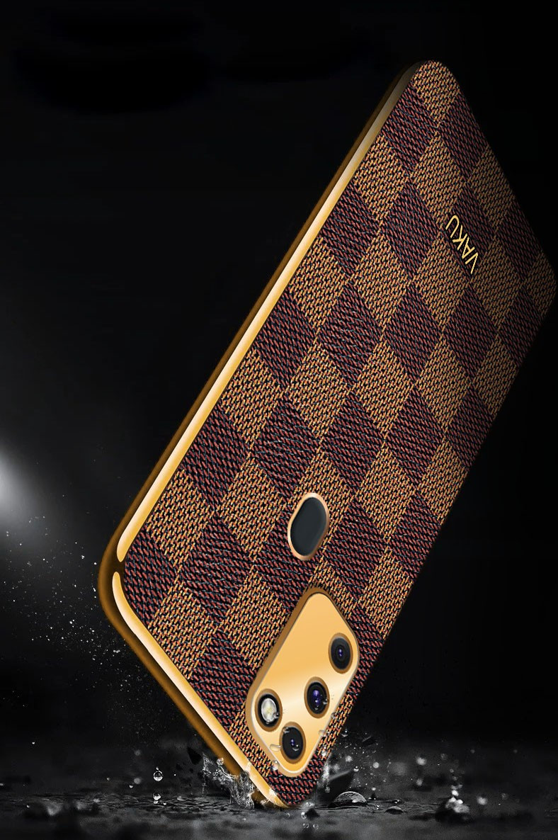 Vaku ® Samsung Galaxy M30s LV Leather Stitched Gold Electroplated Soft TPU  Back Cover - Galaxy M30s - Samsung - Mobile / Tablet - Screen Guards India