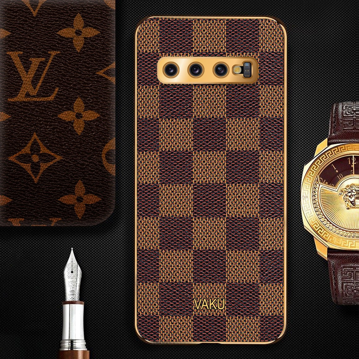 Louis Vuitton Brown Monogram Leather Protective Case for Samsung