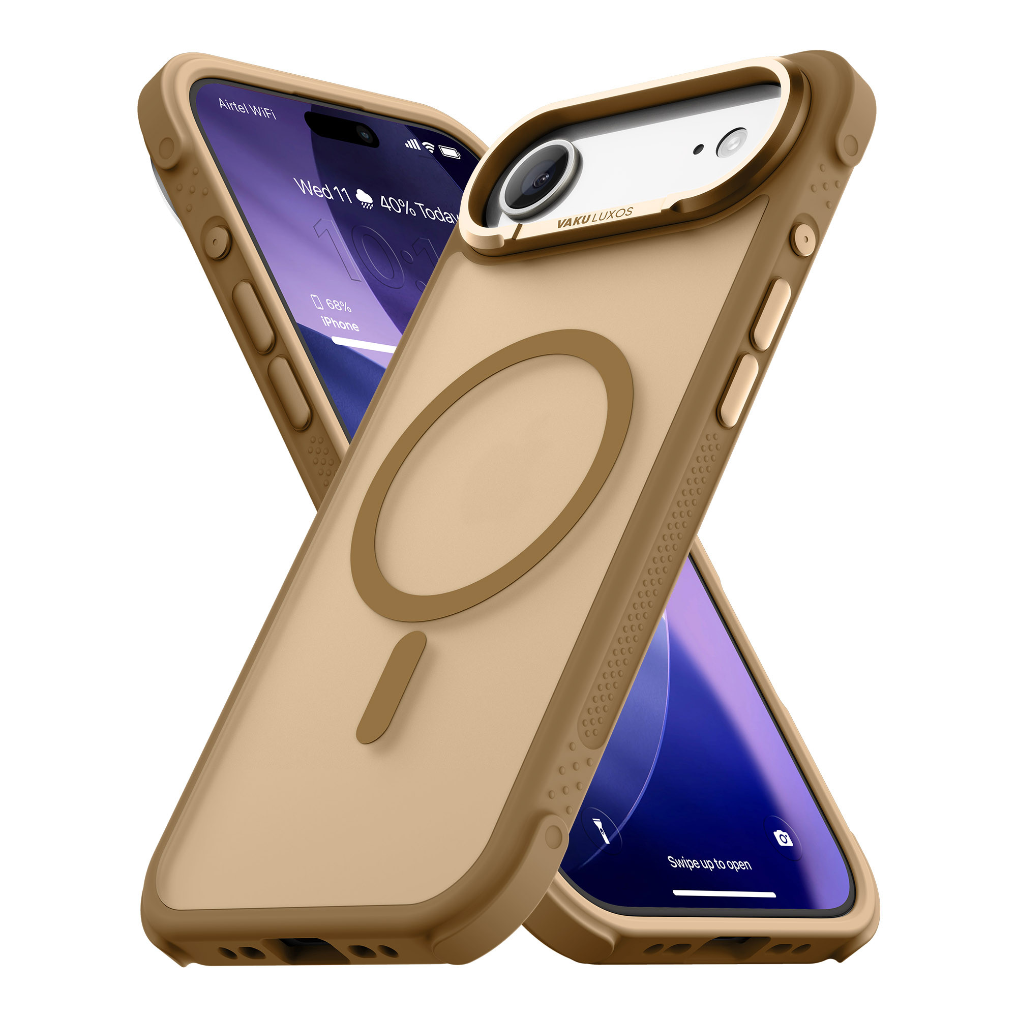 Vaku Luxos ® Apple iPhone 17 Air Thunder Magpro Translucent Scratch  Resistant Military-Grade Protection Case With Stand Holder Metal Camera  Ring