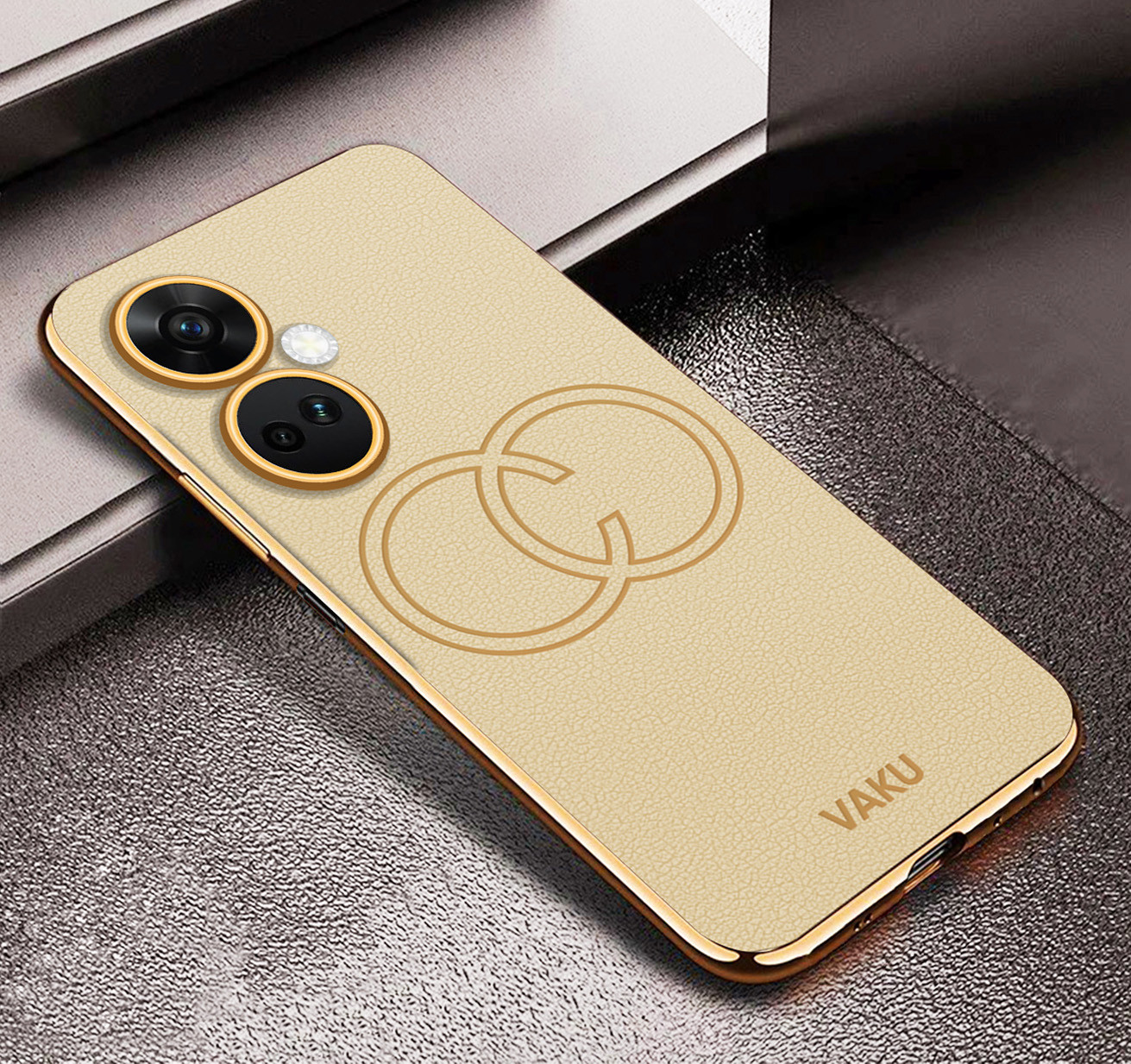 Vaku ® OnePlus Nord CE 5G Skylar Leather Pattern Gold Electroplated Soft  TPU Back Cover