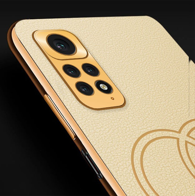 Vaku ® Xiaomi Redmi Note 11s Skylar Leather Pattern Gold Electroplated Soft  TPU Back Cover