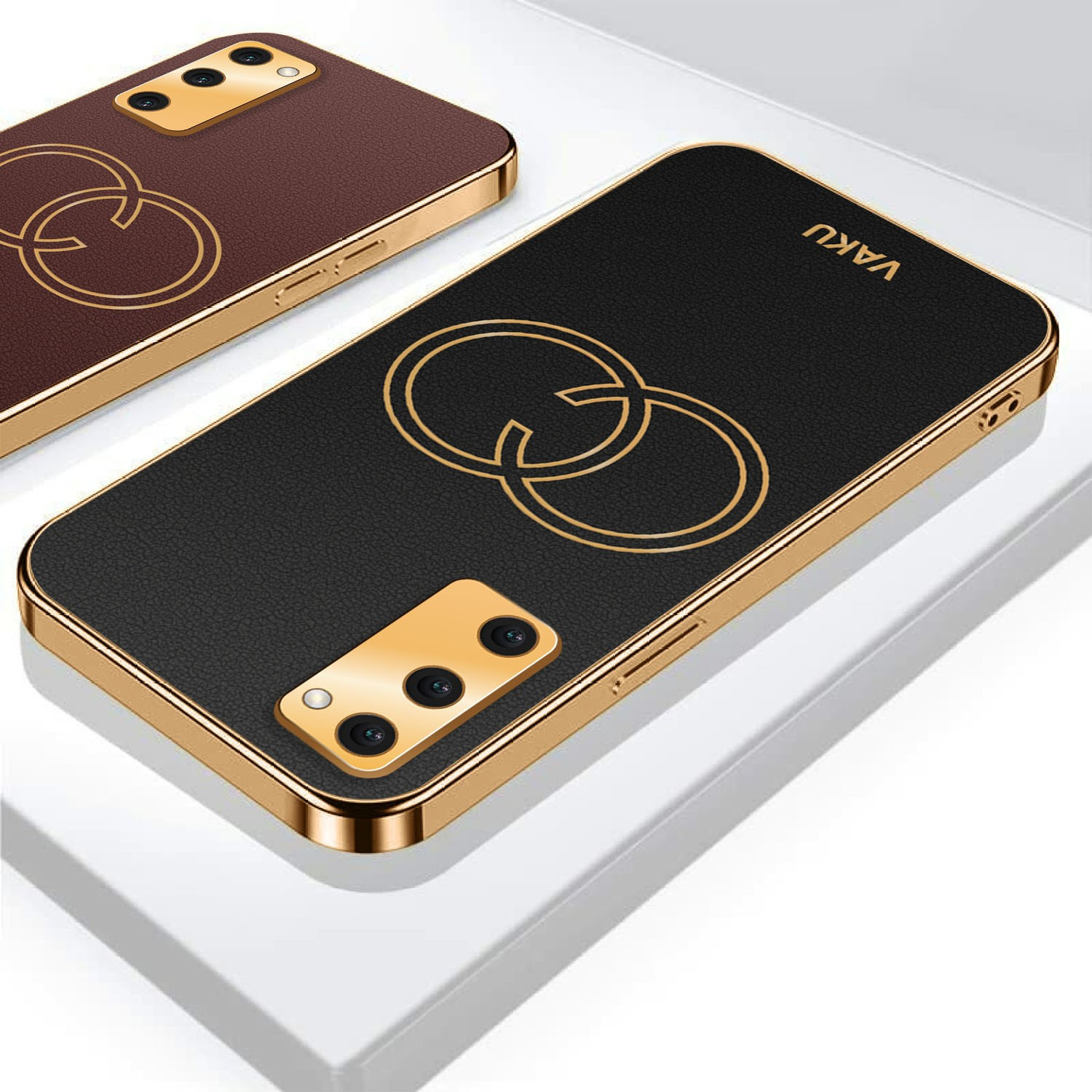 Vaku ® Samsung Galaxy S20 FE Cheron Series Leather Stitched Gold Elect –
