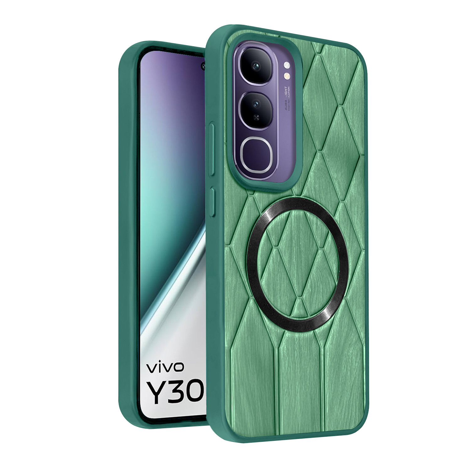 Vaku ® Vivo Y300 5G Diamond Plume Pattern Magnetic Magsafe Matte