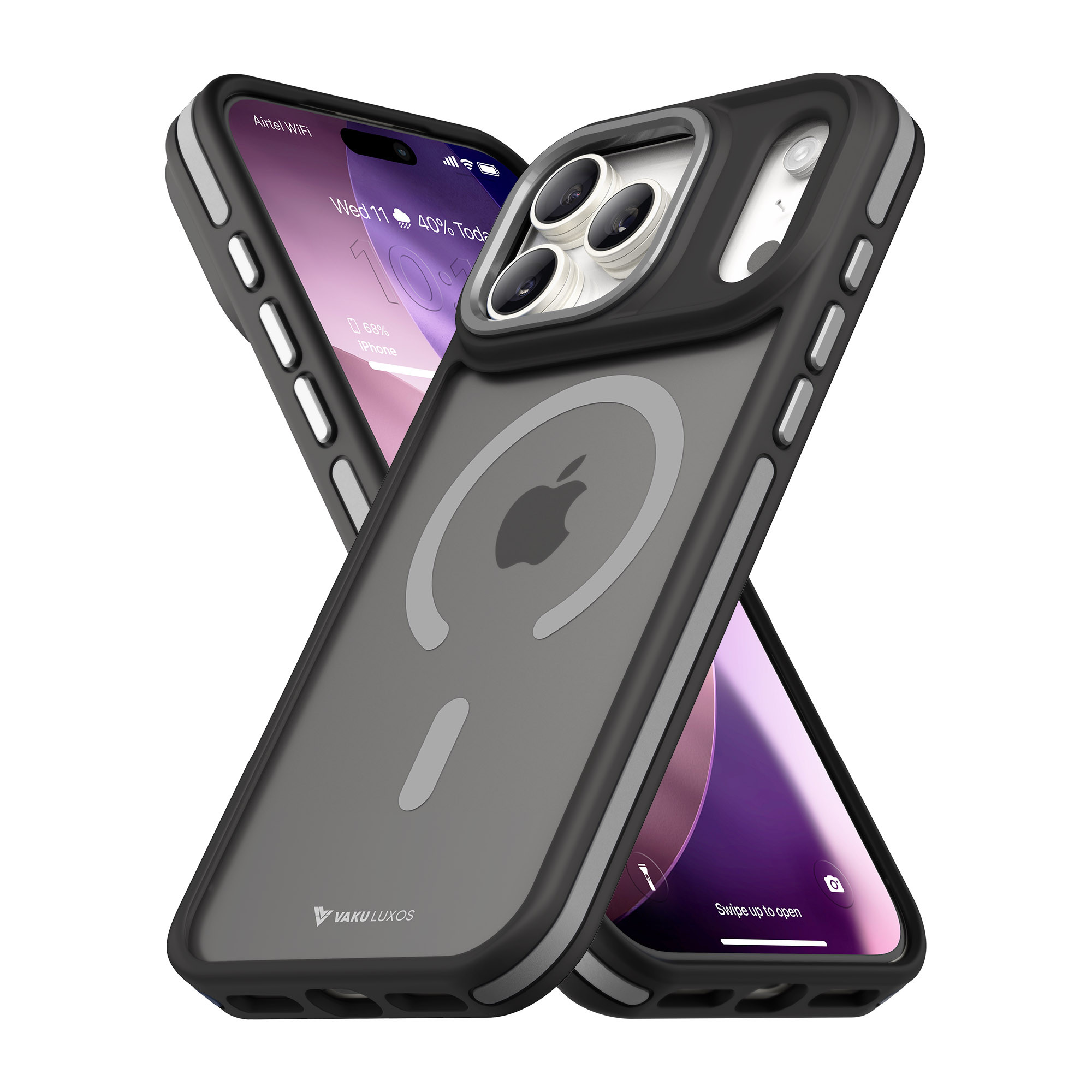 Vaku Luxos ® Apple iPhone 17 Pro Max Avlon Magpro Translucent Scratch  Resistant Military-Grade Case With Metal Camera Ring Shockproof Protective  Back