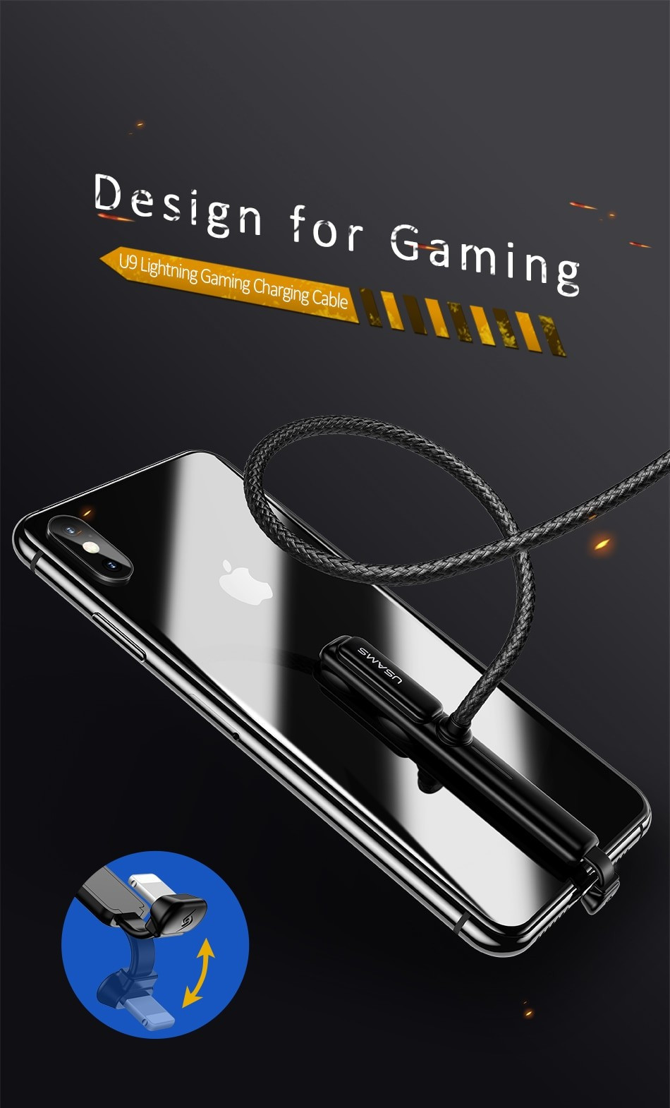 Gaming Cable For Phone Game Fast Charging 90 Degree V8 Design For Mobile  Gamer With Led Light For All Smartphones at Rs 449.00, Laptop Usb Cable,  यूएसबी केबल - Gauba Traders, Delhi