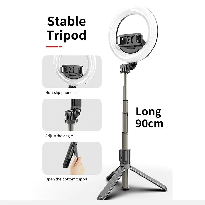 Collapsible Selfie Ring Light Strap Stand, 10 inch Travel Portable LED Ring  Light Strap 76 inch Tripod Stand with 9 Adjustable Lights for Live Video  Online Classroom Makeup YouTube TikTok Vlog Zoom (Black) - KENTFAITH