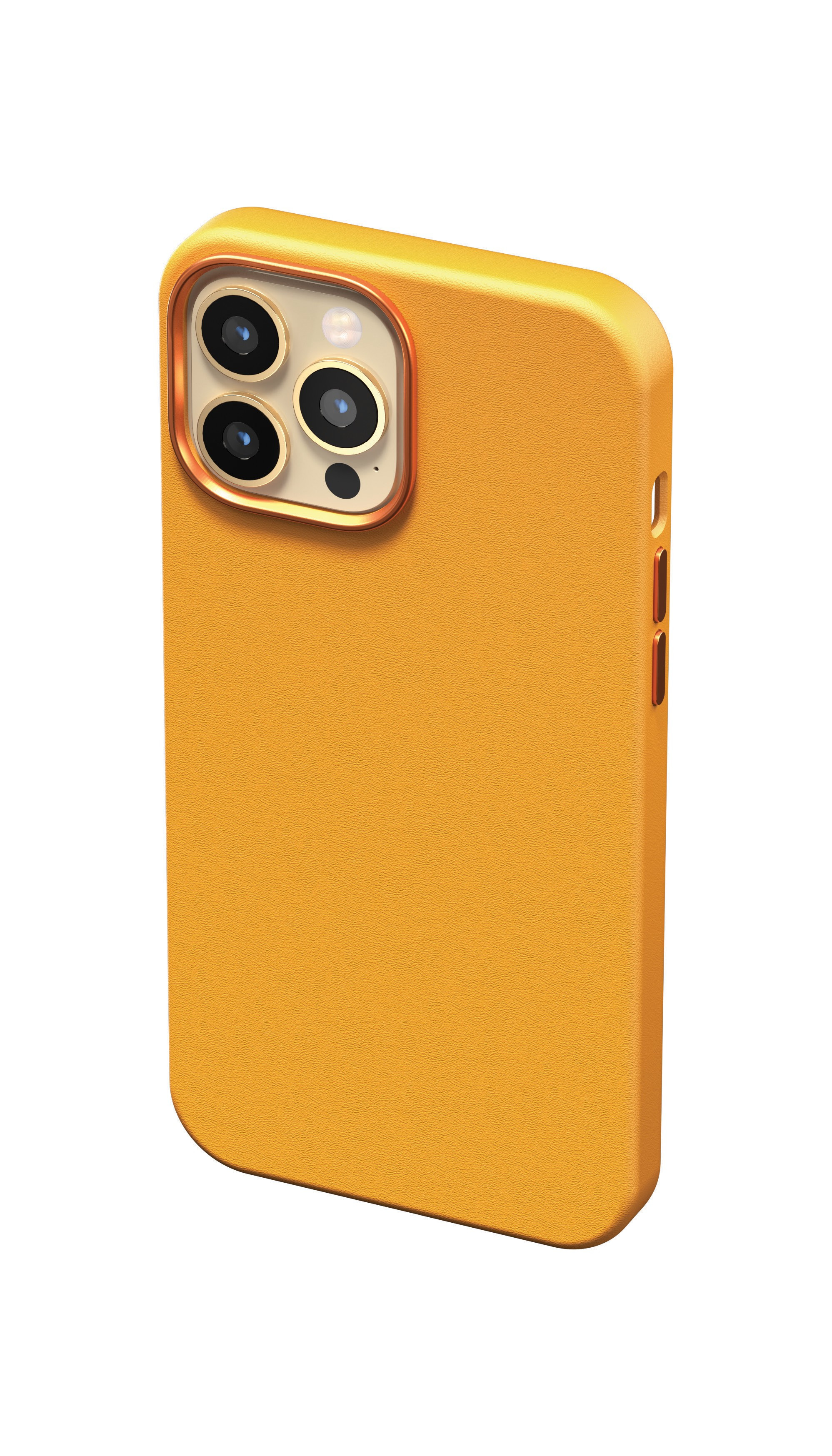Luxury Bumper Case for iPhone 13 Pro - Orange - Smooth Leather
