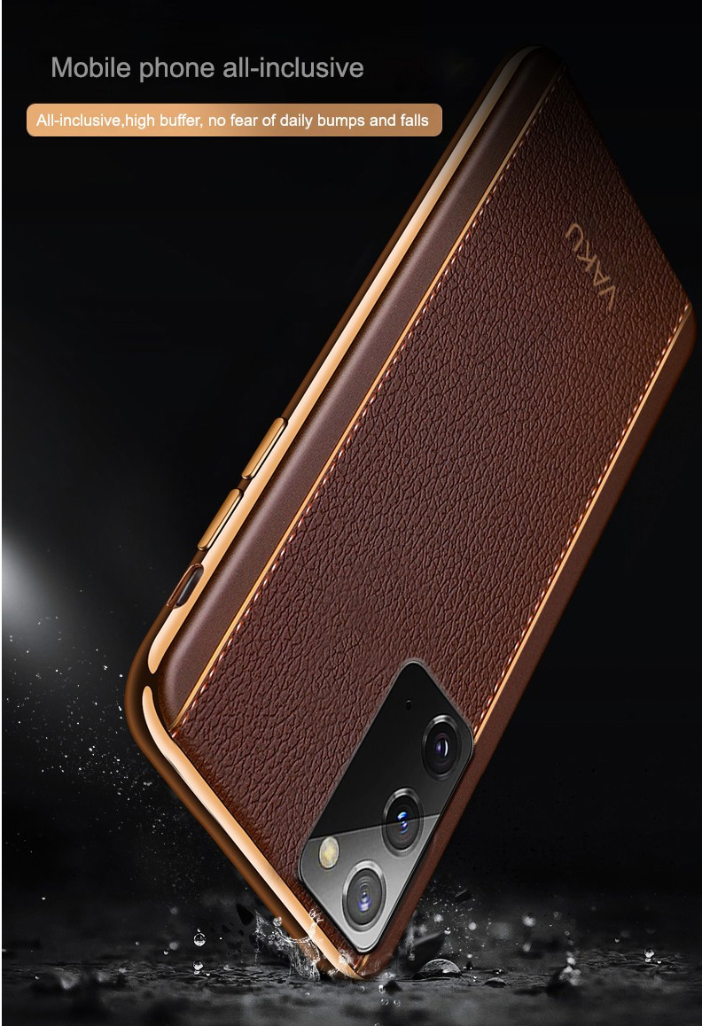 Vaku ® Samsung Galaxy Note 20 Vertical Leather Stitched Gold
