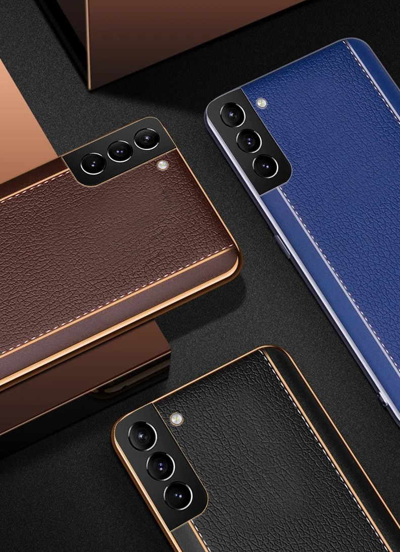Vaku ® Samsung Galaxy S21 Ultra Cheron Leather Electroplated Soft