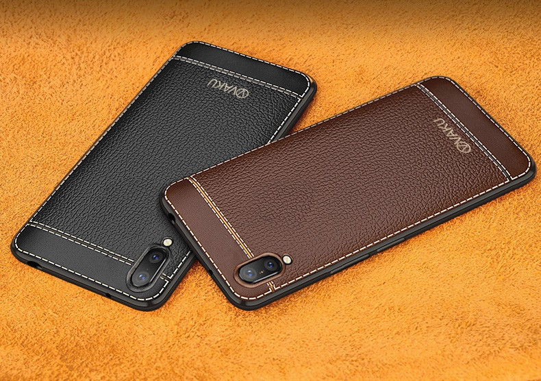 Vaku ® Vivo X21 Leather Stitched Gold Electroplated Soft TPU Back