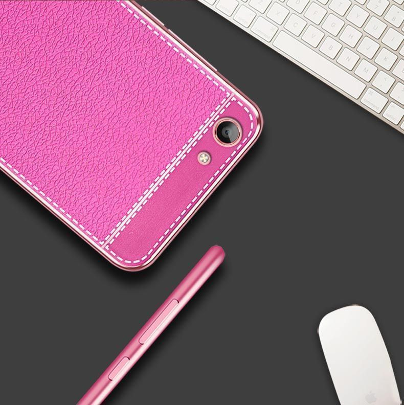 VAKU ® OPPO F1S Leather Stitched Gold Electroplated Soft TPU Back