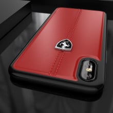 Ferrari ® Apple iPhone XS Max Vertical Contrasted Stripe - Material Heritage leather Hard Case Back Cover