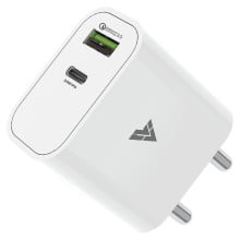 Vaku ® Paxor 2in1 PD QC 20W Dual Port Charger Type C [Apple MFi Certified] Adapter for iPhone and Android Devices