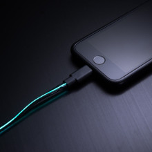 i-Love ® Visible Electricity Flowing LED EL Light Apple Lightning Port USB Sync Charging / Data Cable Black + Green