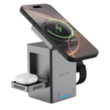 eller santé ® Autopod 3in1 Wireless Charger Qi2 Certified 23W MagSafe Touch To Unfold Charging Stand For iPhone 17/17 Air/17 Pro/17 Pro Max,16/15/14/13/12 Series, AirPods 2/3/Pro Series 9/4/SE