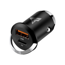 Vaku ® Voltryder USB C 45W Dual Port Fast USB Car Charger With Power Delivery &Quick Charger 3.0 Compatible with iPhone 15 / 15 Plus / 15 Pro Max / 14 / 14  Plus / 14 Pro Max