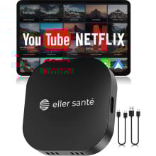eller santé ® MUSEPRO 2025 Upgraded Wireless CarPlay Adapter, 5-in-1 Apple Wireless and Android Auto Wireless Adapter Support Netflix/YouTube/TF Card, Magic Ai Box for Cars from 2016 & iPhone iOS10+