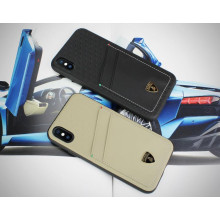 Lamborghini ® For Apple iPhone X / XS Aventador D10 Genuine Leather Protective Back Cover with Card Slots