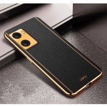 Vaku ® Oppo A77 4G Luxemberg Leather Pattern Gold Electroplated Soft TPU Back Cover