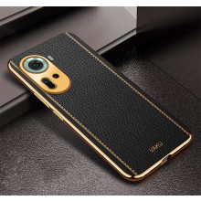 Vaku ® Oppo Reno11 5G Luxemberg Leather Pattern Gold Electroplated Soft TPU Back Cover