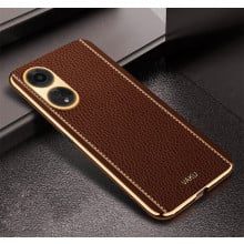 Vaku ® Oppo F23 5G Luxemberg Leather Pattern Gold Electroplated Soft TPU Back Cover