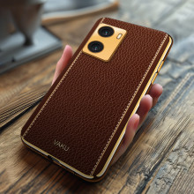 Vaku ® Oppo A77 4G Luxemberg Leather Pattern Gold Electroplated Soft TPU Back Cover