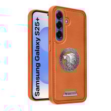Vaku ® Samsung Galaxy S25 Plus Regal Shield Metal Lion Engraved Leather Protective Back Cover