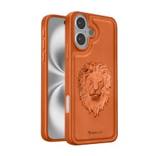 Vaku ® Apple iPhone 16 Lion Embossed Luxury Designer Leather Protective Back Cover