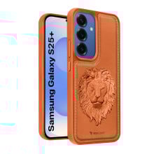 Vaku ® Samsung Galaxy S25 Plus Lion Embossed Luxury Designer Leather Protective Back Cover