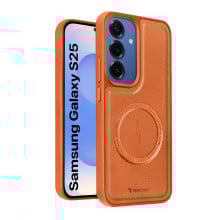 Vaku ® Samsung Galaxy S25 Maxtron Leather Stitched Magnetic Magsafe Non-Slip Grip Shockproof Back Cover
