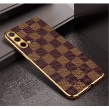Vaku ® OnePlus Nord CE Cheron Series Leather Stitched Gold Electroplated Soft TPU Back Cover