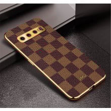 Vaku ® Samsung Galaxy S10 Cheron Series Leather Stitched Gold Electroplated Soft TPU Back Cover