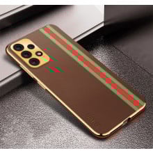 Vaku ® Samsung Galaxy A53 5G Felix Line Leather Stitched Gold Electroplated Soft TPU Back Cover