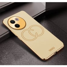 Vaku ® Vivo V30e 5G Skylar Leather Pattern Gold Electroplated Soft TPU Back Cover