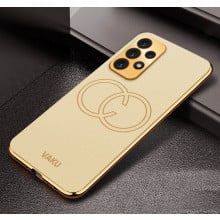 Vaku ® Samsung Galaxy A73 5G Skylar Leather Pattern Gold Electroplated Soft TPU Back Cover