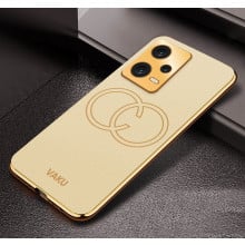 Vaku ® Xiaomi Redmi Note 12 5G Skylar Leather Pattern Gold Electroplated Soft TPU Back Cover