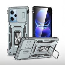 Vaku ® Xiaomi Redmi Note 12 5G Aegis Armor Slide Camera Protection Magnetic Ring Holder Kickstand Back Cover